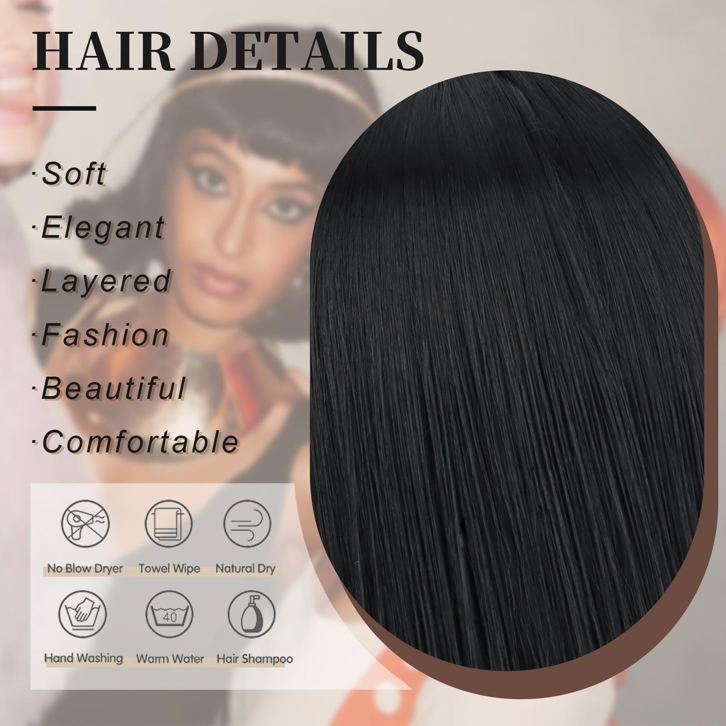 Short Bob Wig for Women Straight Wig with Bangs Shoulder Length Heat Resistant Fiber Synthetic Hair Wigs