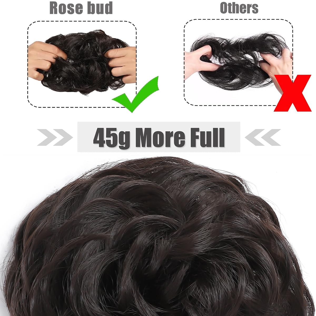 Rose bud Messy Bun Hair Pieces For Women HHUJ Natural Hair