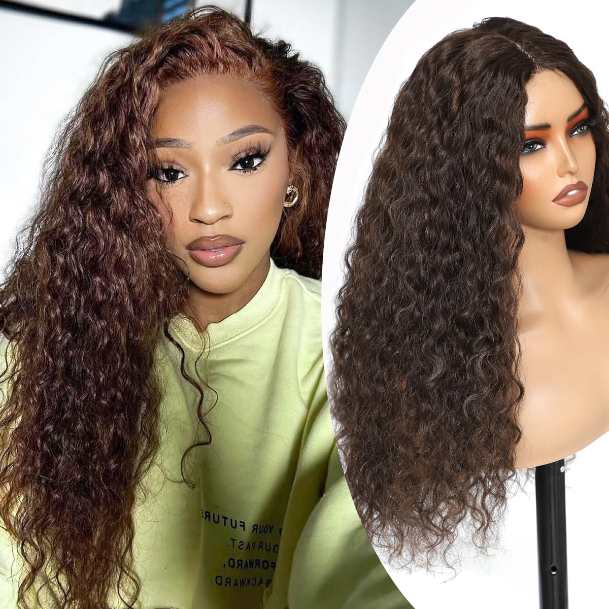 26 Inch Synthetic Curly Wigs for Women Long Curly Wig Deep Water Wave Glueless Wigs For Women