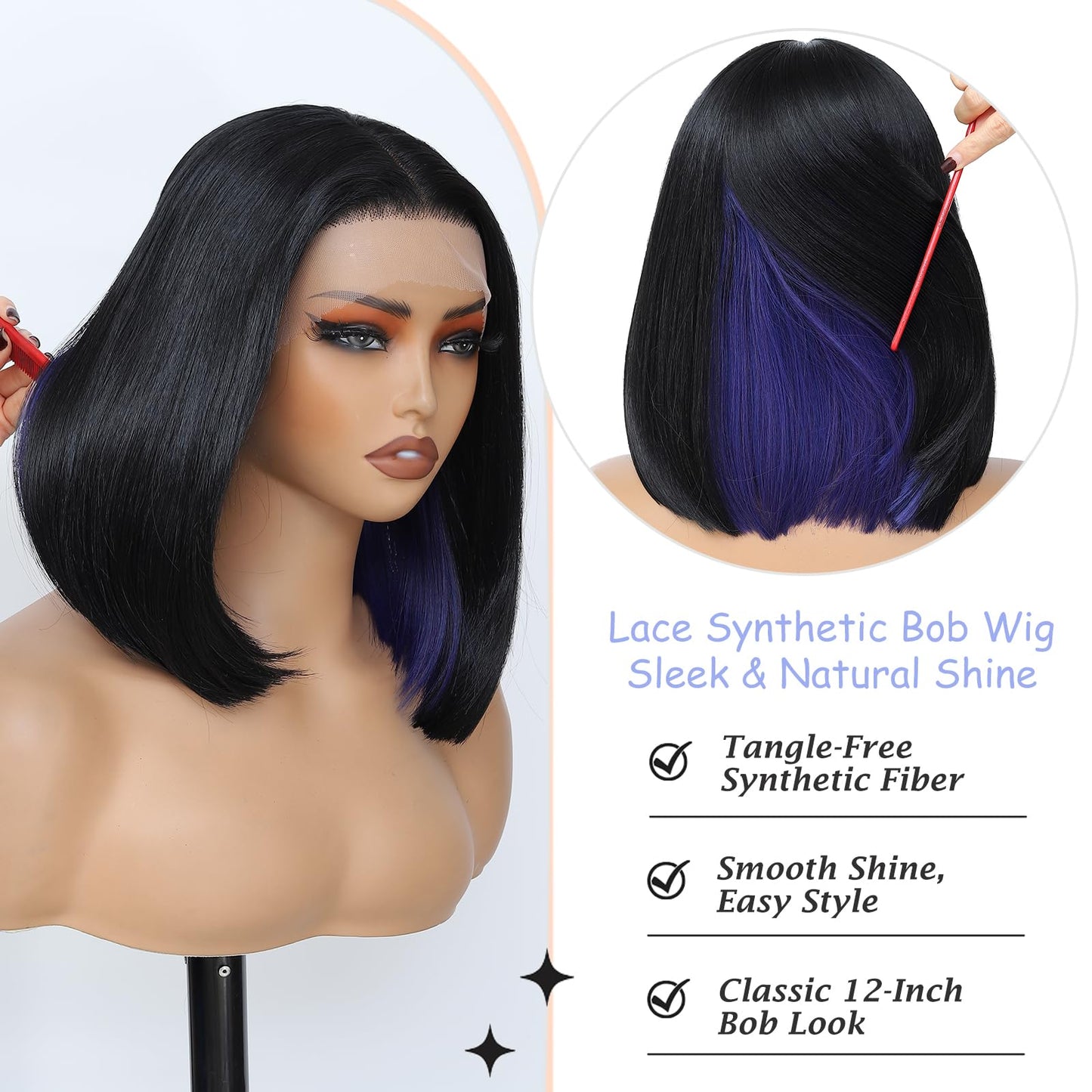 Synthetic bob wig short skin friendly synthetic wig for women