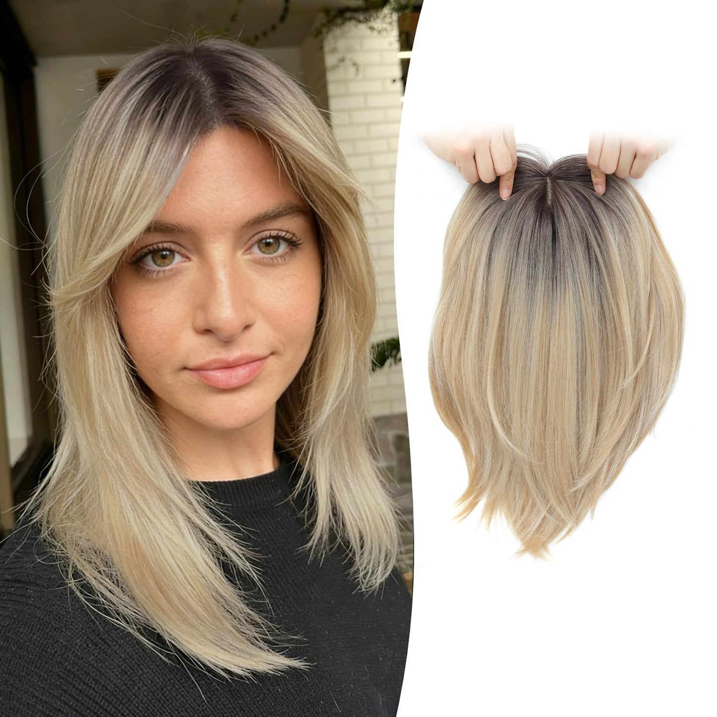 12inch Hair Toppers for Women 6.5"X6.5" Big Base Hair Topper Add Volume Daily Wear