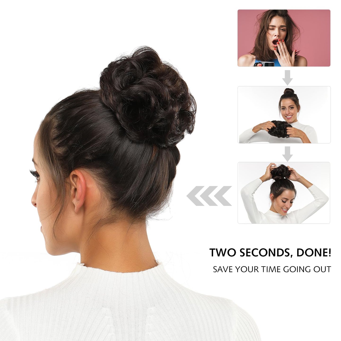 Rose bud Messy Bun Hair Pieces For Women HHUJ Natural Hair