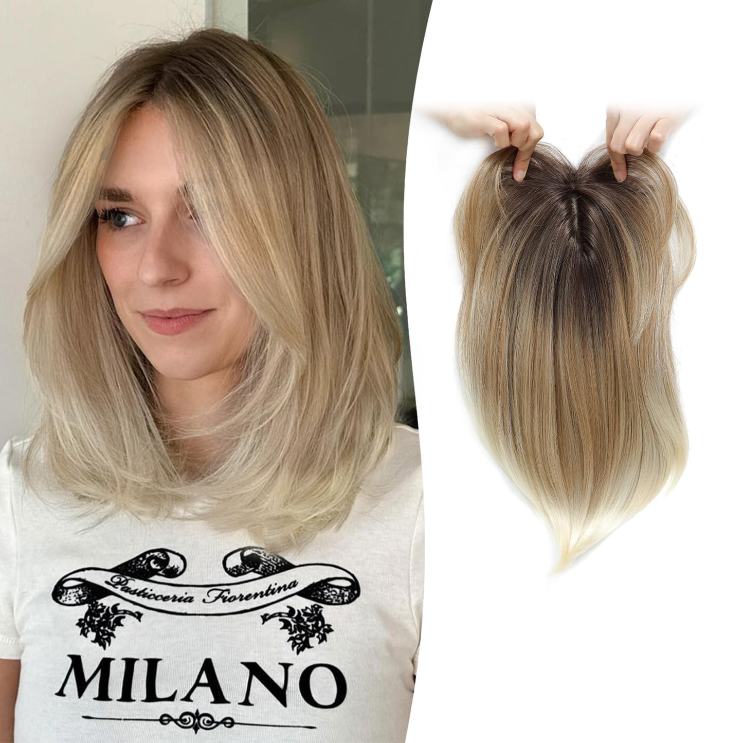 12inch Hair Toppers for Women 6.5"X6.5" Big Base Hair Topper Add Volume Daily Wear