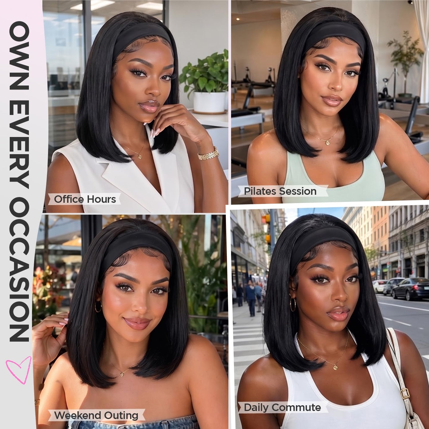 Bob Headband Wigs for Black Women