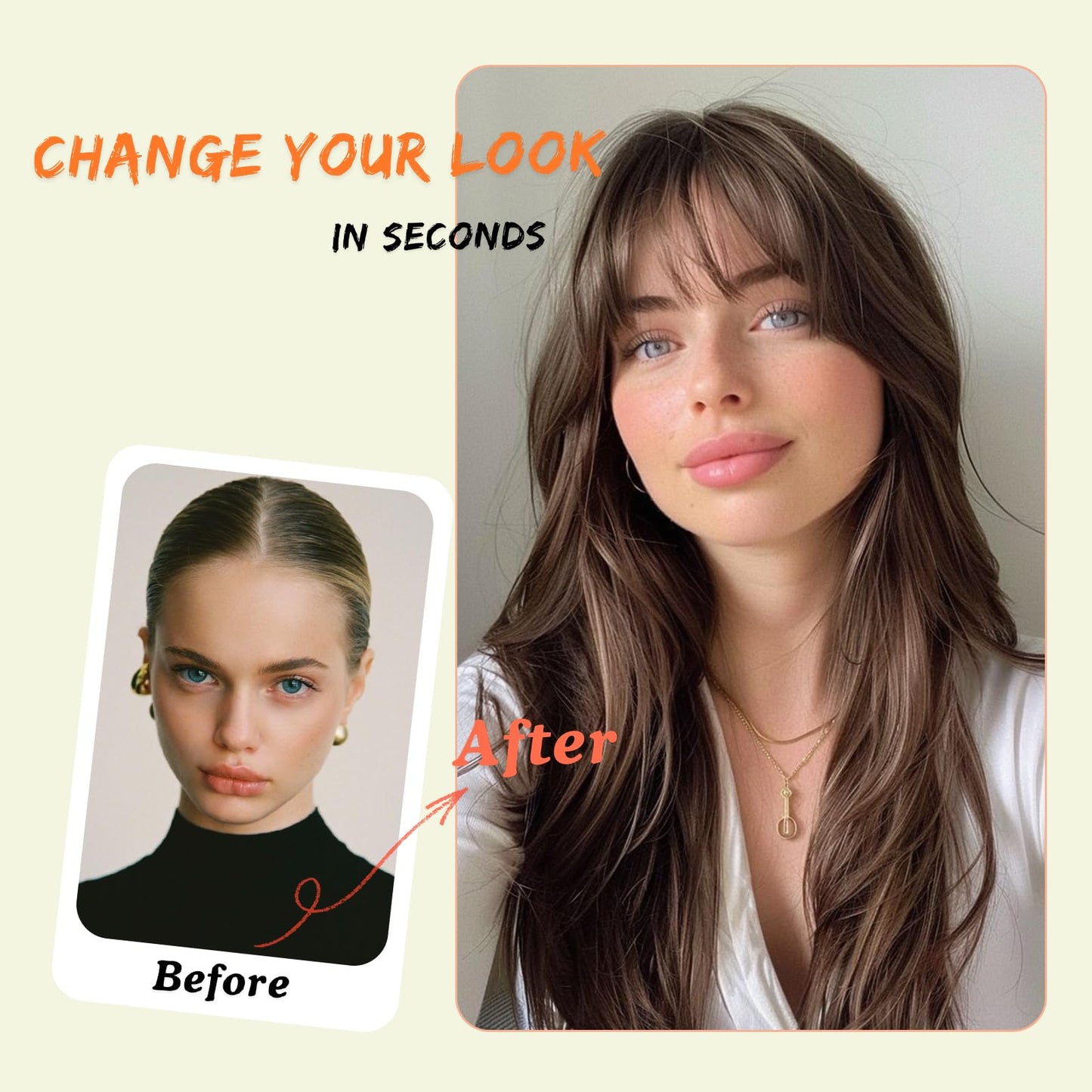 Hair Topper,360° 3D Hair Toppers for Women with Thinning,7"X 8" Large Base 22 Inch Long Layered Synthetic Wig with Bangs for Daily Use