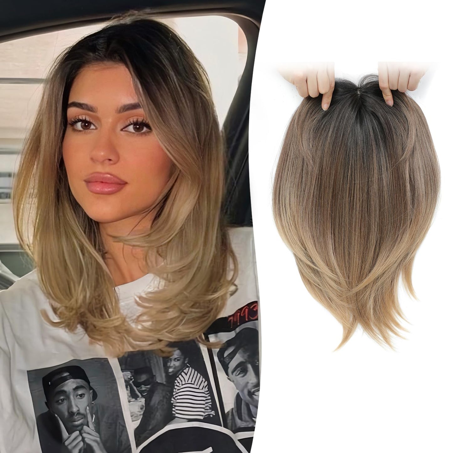 12inch Hair Toppers for Women 6.5"X6.5" Big Base Hair Topper Add Volume Daily Wear