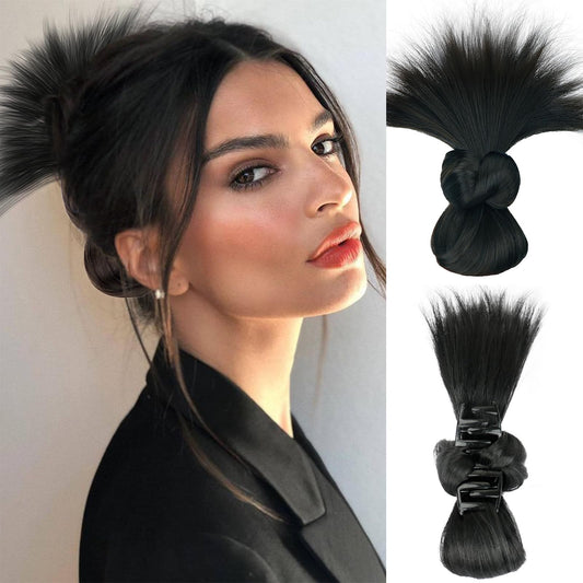 Clip-on Feather Bun Wig