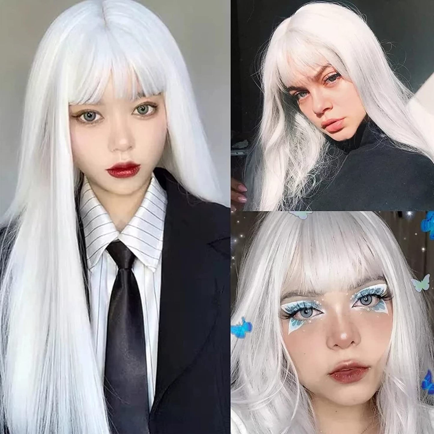 Wigs for Women, Long Wavy Heat Resistant Fiber Wigs Side Bangs Cosplay Party Daily Use