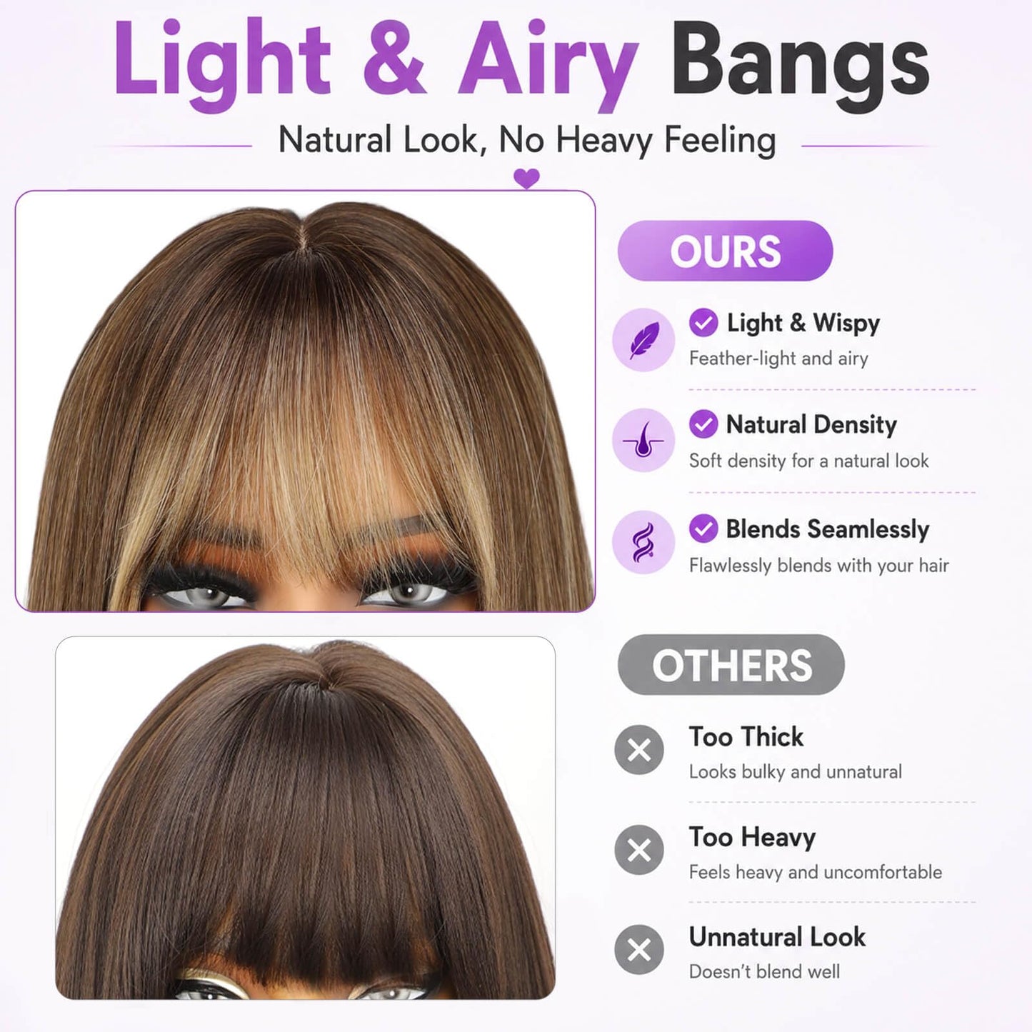 Beginner-Friendly Wig with Bangs for Women Ash Blonde Mix Platinum Highlights Straight Face-Framing Layers Hairstyle 4x4 Realistic Scalp Glueless Synthetic Wigs Medium Length for Everyday Use