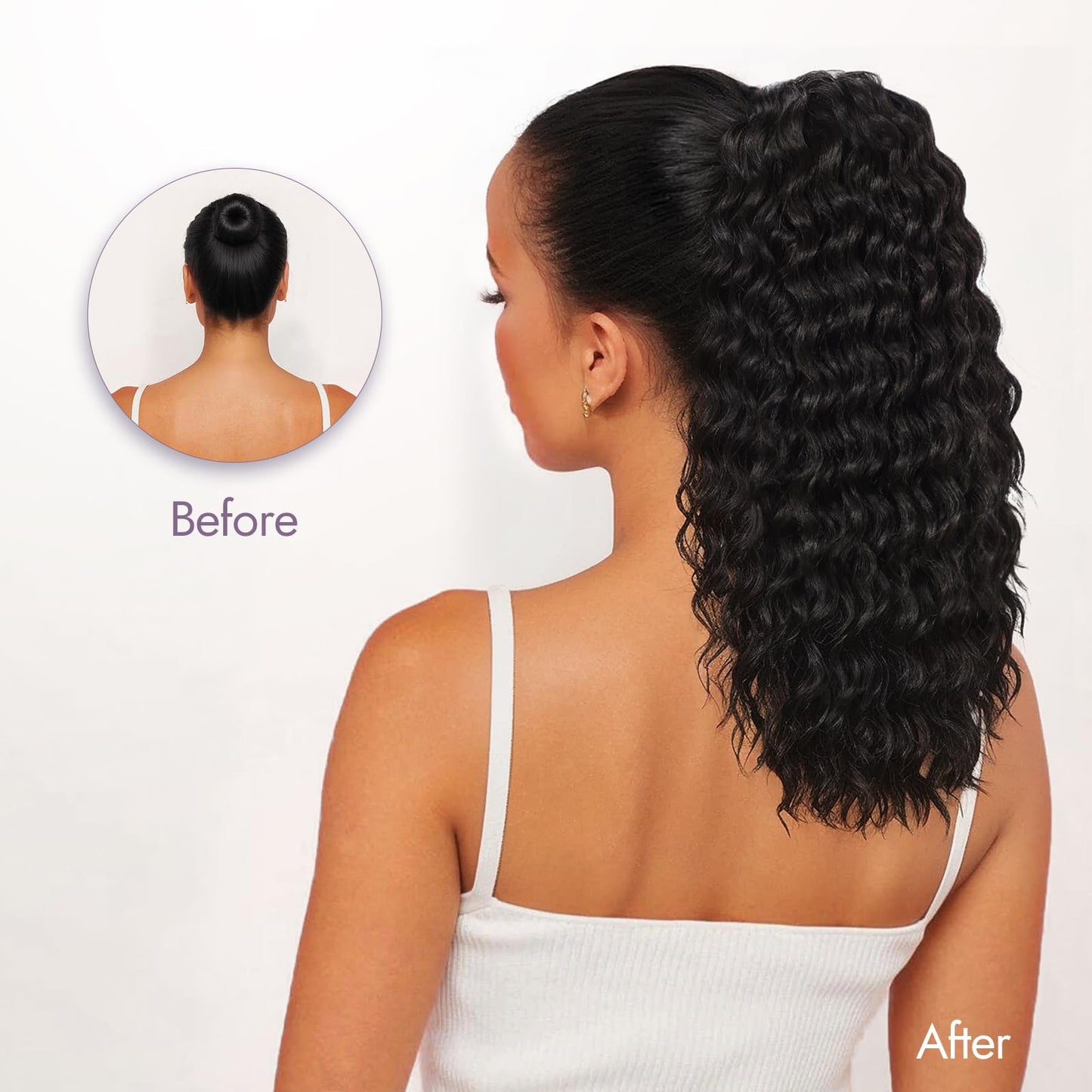 Ponytail Extension Fluffy Drawstring Ponytail Hair Extensions for Women Long Kinky Curly Wavy Pony Tail Yaki Synthetic Hairpieces 20 Inch