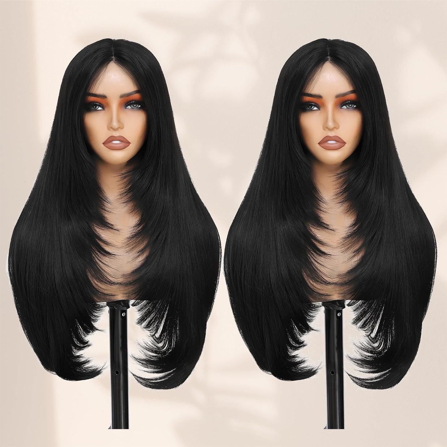 Synthetic Lace Front Wig for Women 4x1 Lace Front wigs Long Straight Layered Wigs for Black Women Wear and Go Glueless Wigs Pre Plucked Pre Cut for Beginners