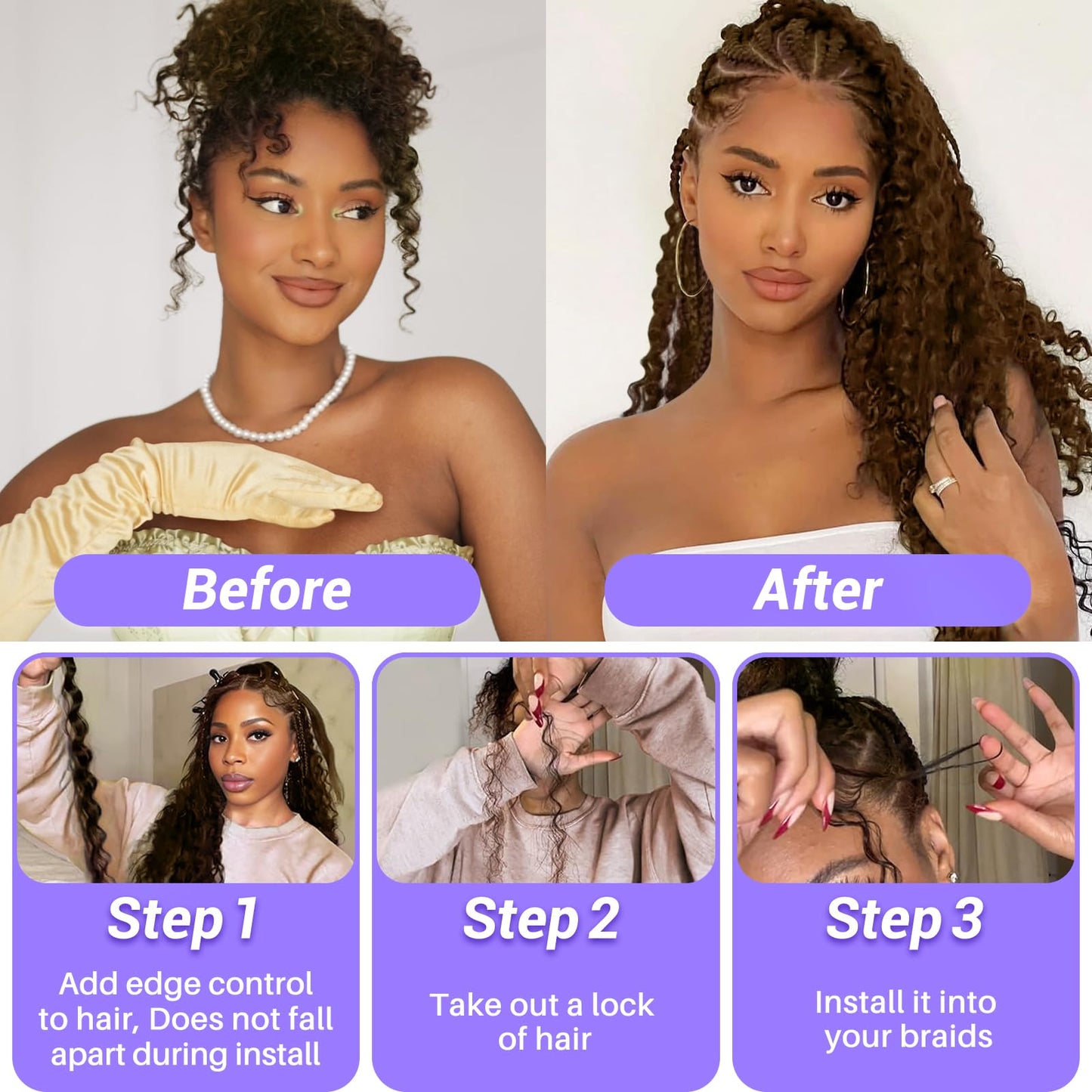 Human Braiding Hair for Boho Braids 110g 20 Inch Deep Wave Boho Bulk Human Hair for Braiding Knotless 12A Wet and Wavy Bohemian 3 No Weft Bundles/Pack Curly Braids