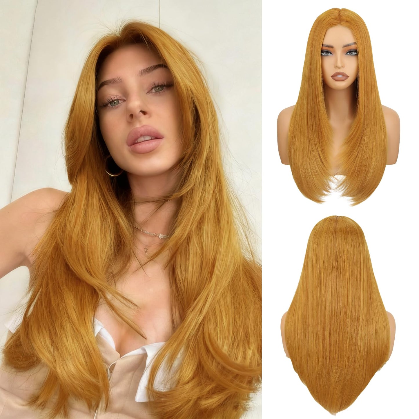 26inch 4*6 Lace Wig Long Straight Layered Cut Lace Front Wig for Women, Black Wigs/Pink Wigs/Blonde Wigs/ Gingger Wigs