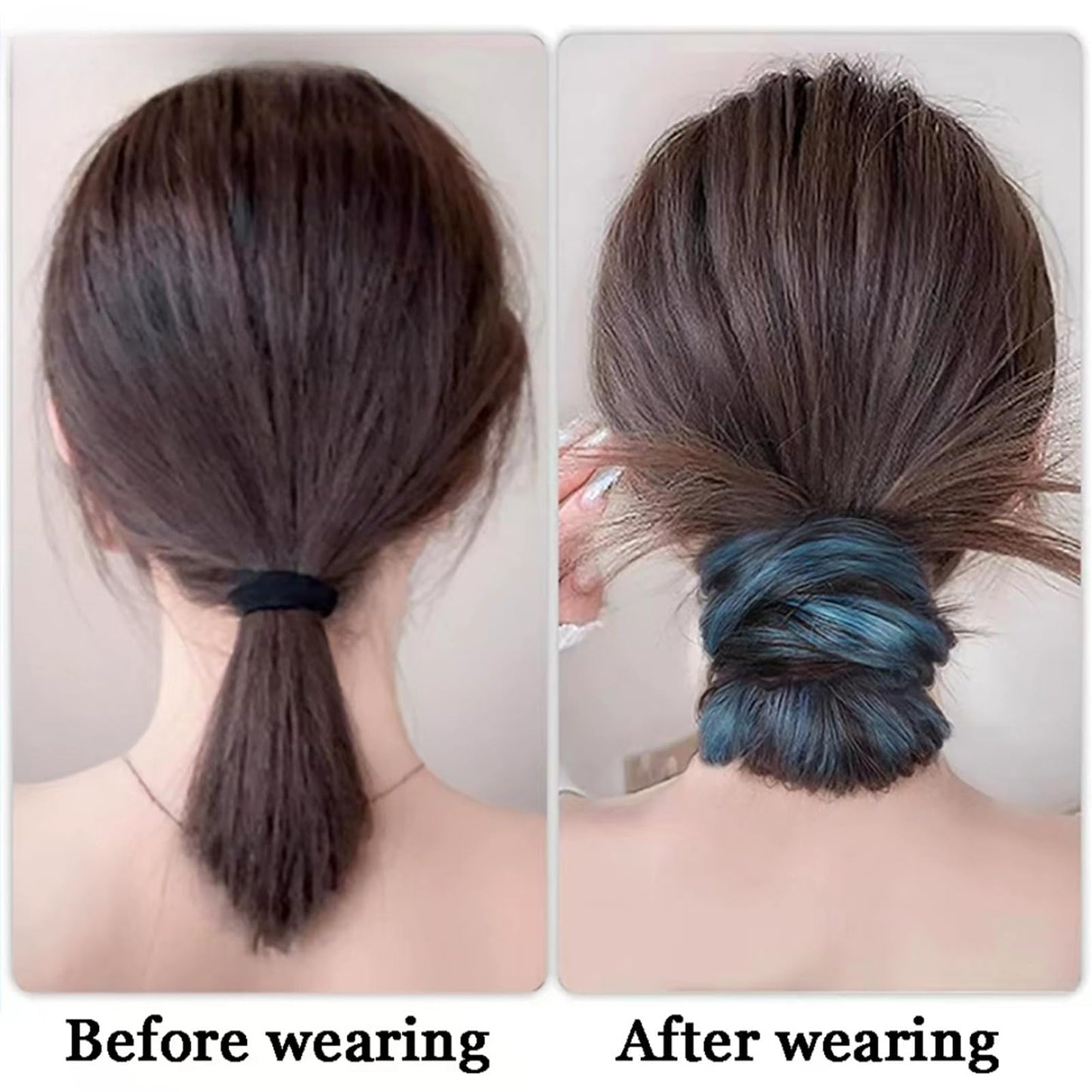 2Pcs Hair Ponytails Hairpieces Ponytail Extension with Color Hair Ties fluffy wigs braids for Women Daily Dance party Christmas Wear