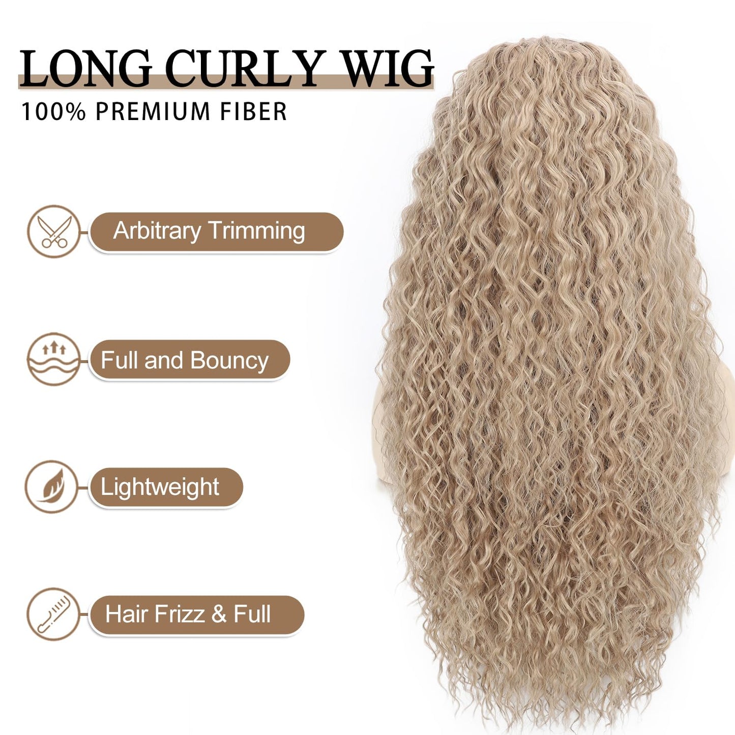 26 Inch Long Curly Wig for Women