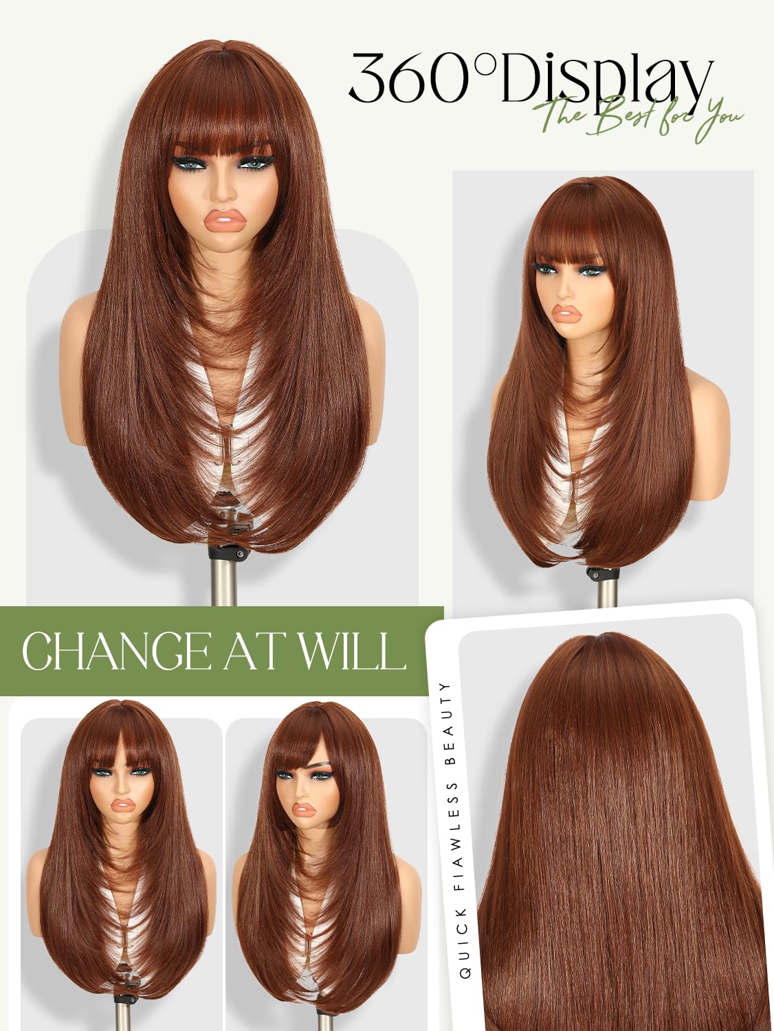 Love Long Straight Layered Wig with Bangs