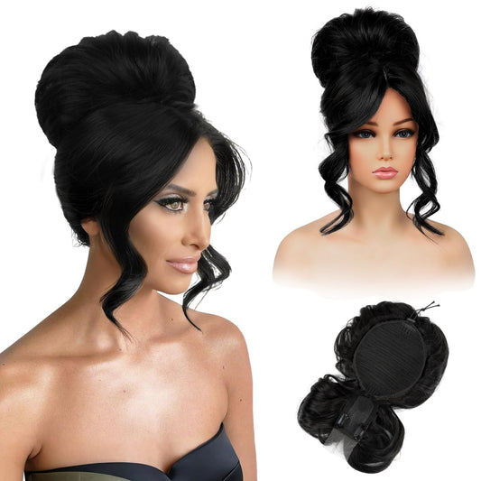 Messy bun Hair Pieces with Bangs - Hair Topper for Women