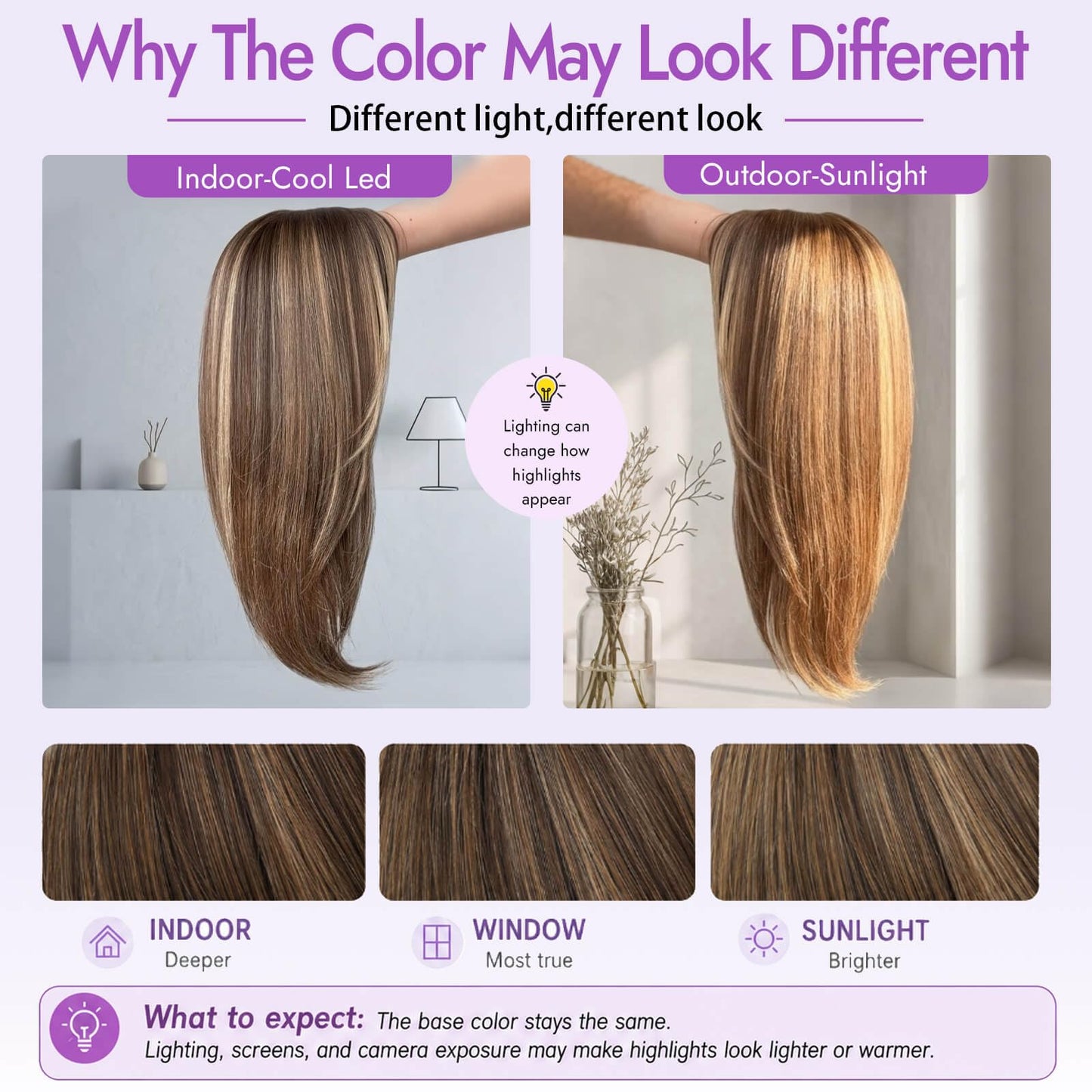 Wig with Bangs for Women Brown Blonde Highlight Straight Face-Framing Layers Hairstyle 4x4 Realistic Scalp Glueless Synthetic Wigs Medium Length for Everyday Use