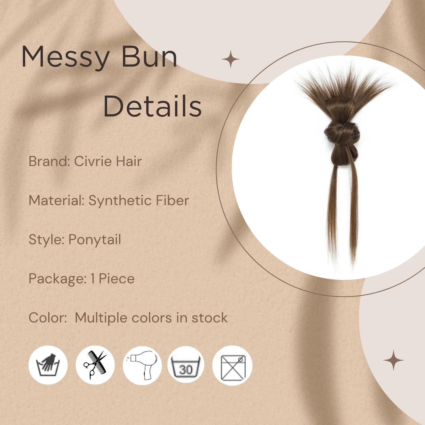 Bun Hair Piece for Women Clip-On Feathered Bun Wig,Hgyugrf Messy Bun Hair Piece with Claw Clip Short Ponytail Hair piece for Thin Hair