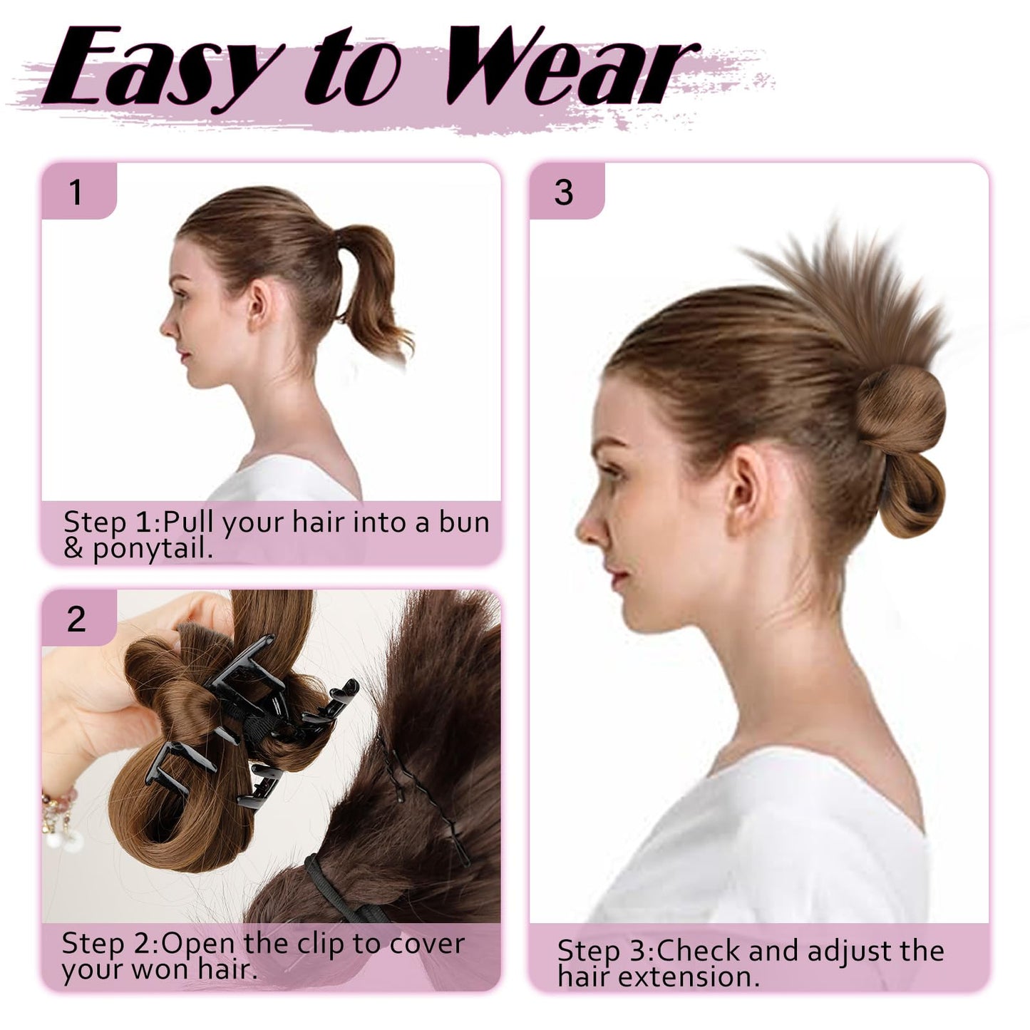 Clip-on Feather Bun Wig