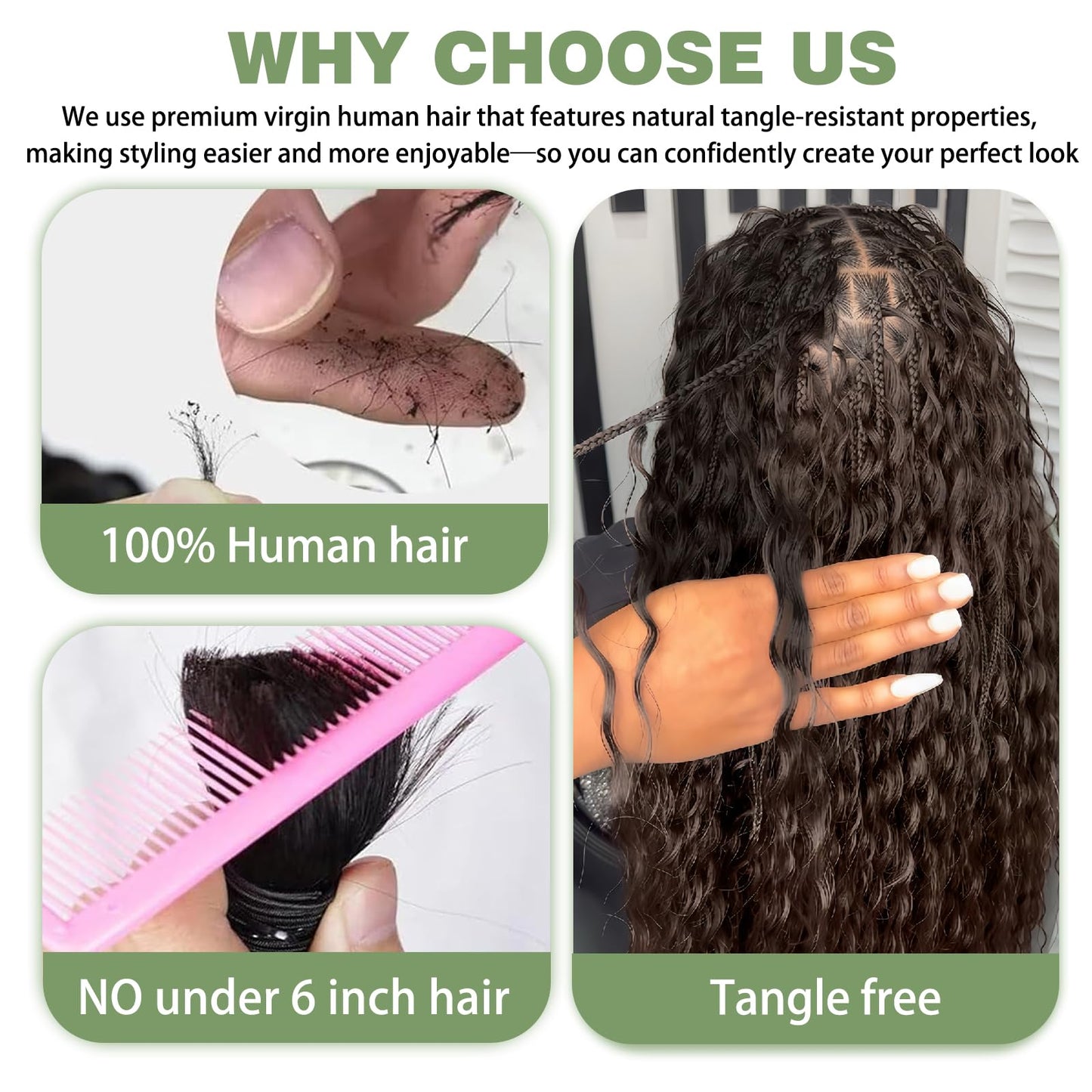 Human Braiding Hair for Boho Braids