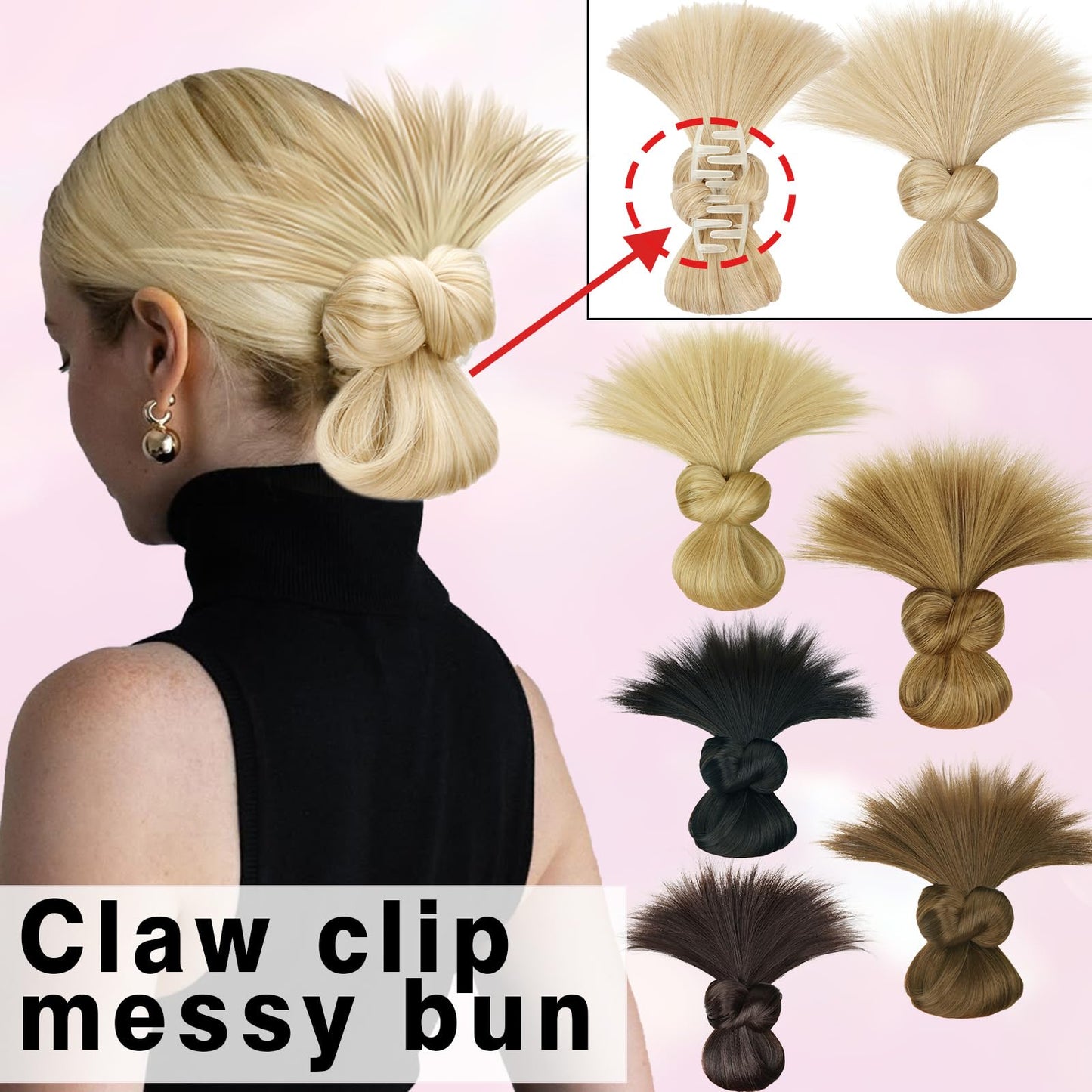 Clip-on Feather Bun Wig
