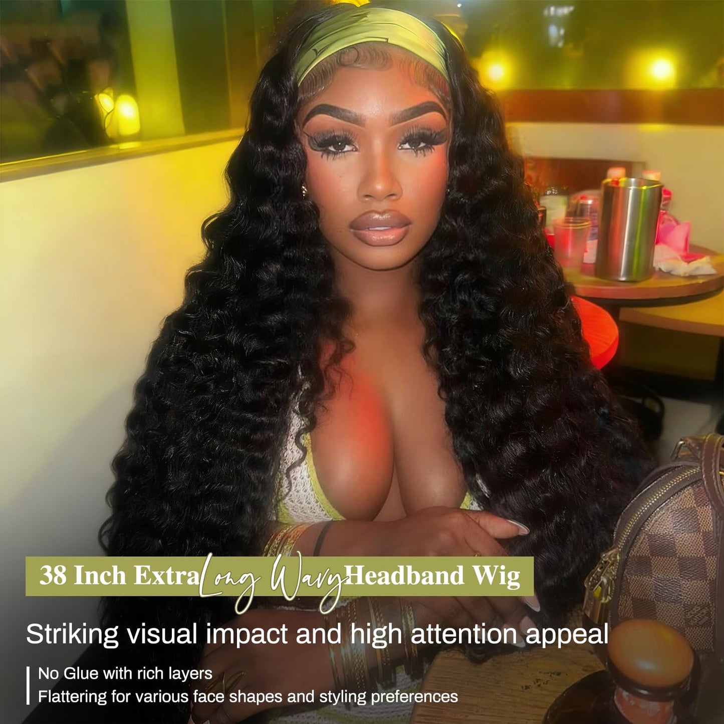 38 Inch Long Wavy Headband Wig