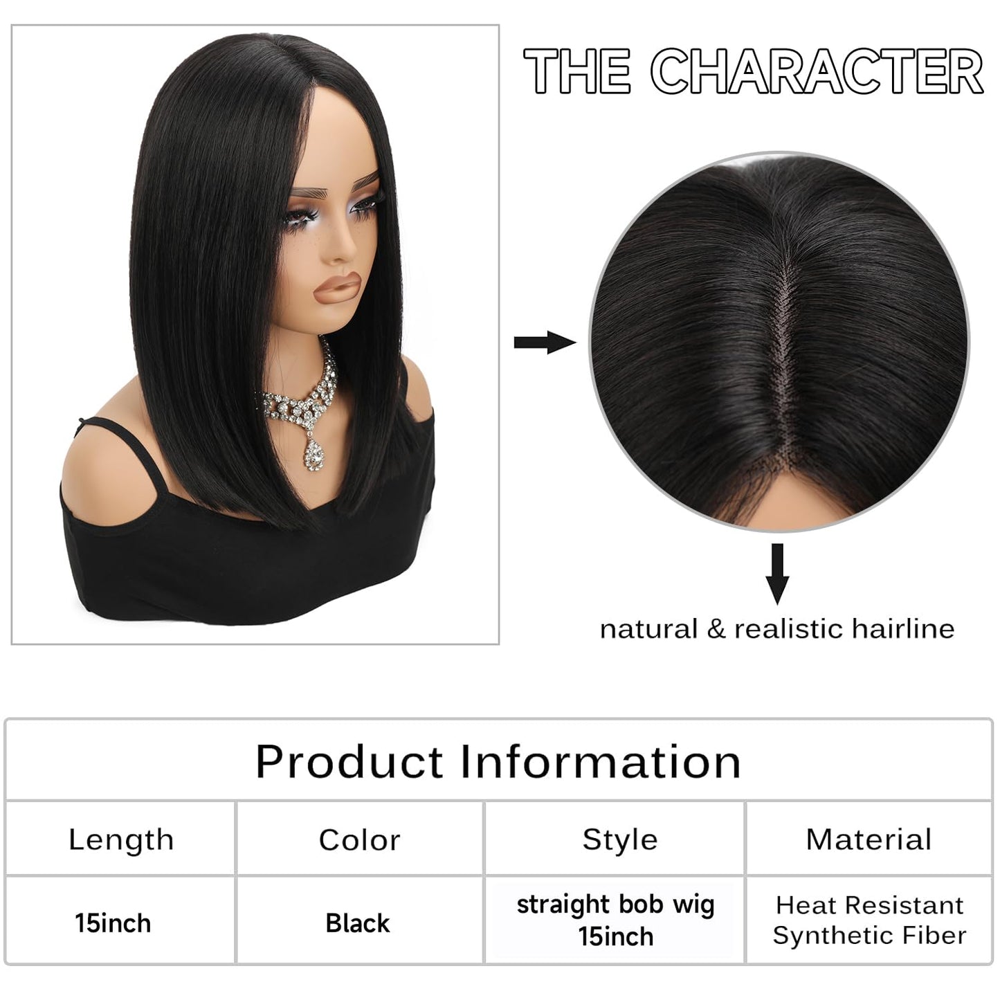 XC CLOUDS Glueless Straight Wigs For Black Women Lace Frontal Hair Wig with Middle Part Simulated Scalp Medium Length Bob Wigs for Halloween or Daily Synthetic Hair Lace Wig