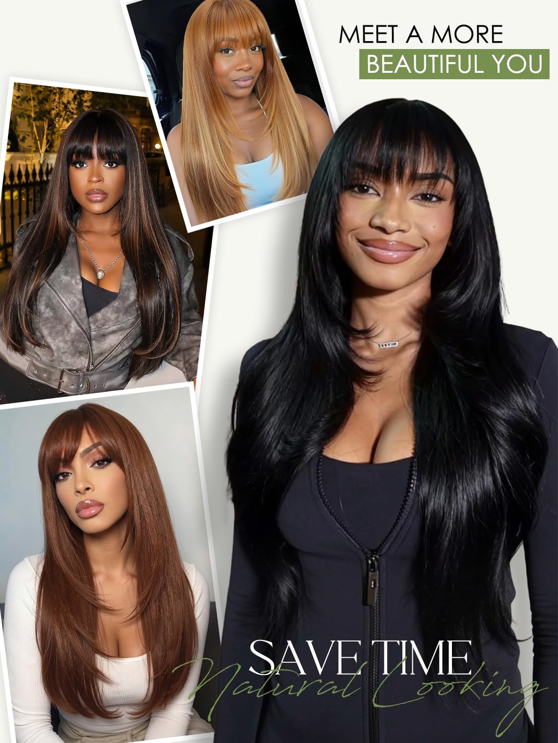 Love Long Straight Layered Wig with Bangs