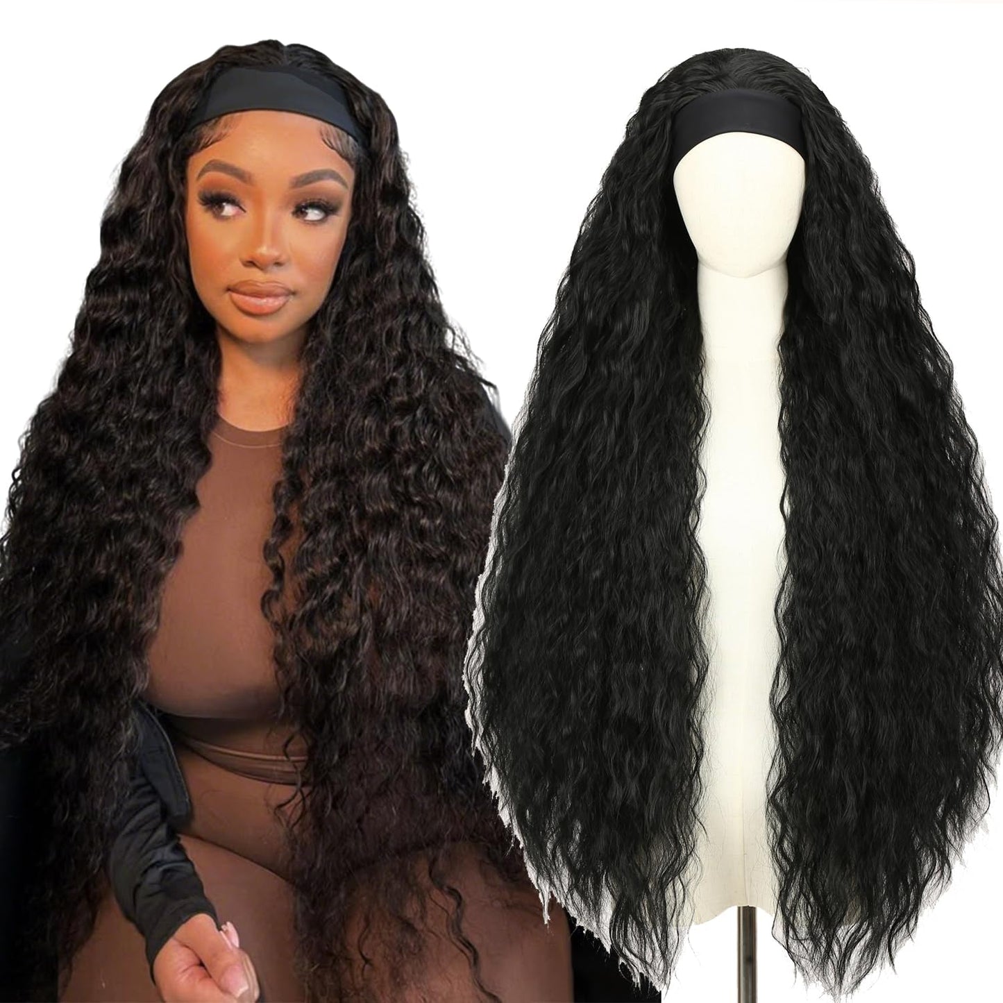 38 Inch Long Wavy Headband Wig