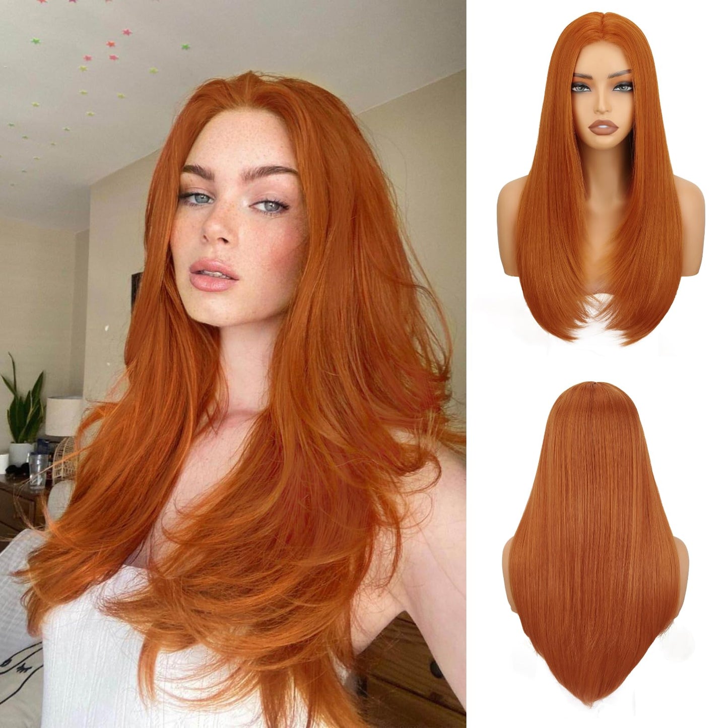 26inch 4*6 Lace Wig Long Straight Layered Cut Lace Front Wig for Women, Black Wigs/Pink Wigs/Blonde Wigs/ Gingger Wigs