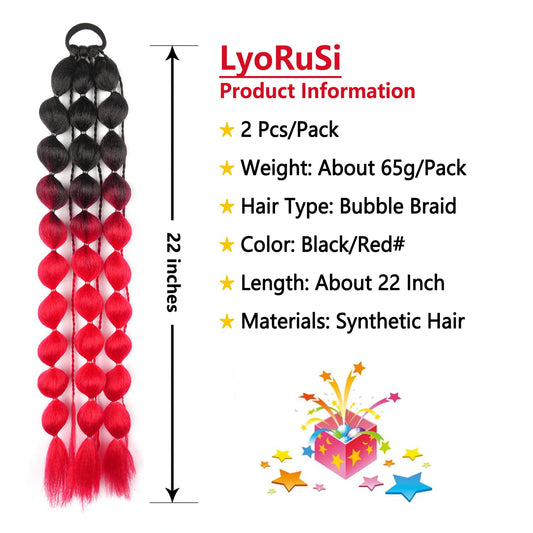 Colored Bubble Ponytail Extensions for Girls Kids with Hair Tie