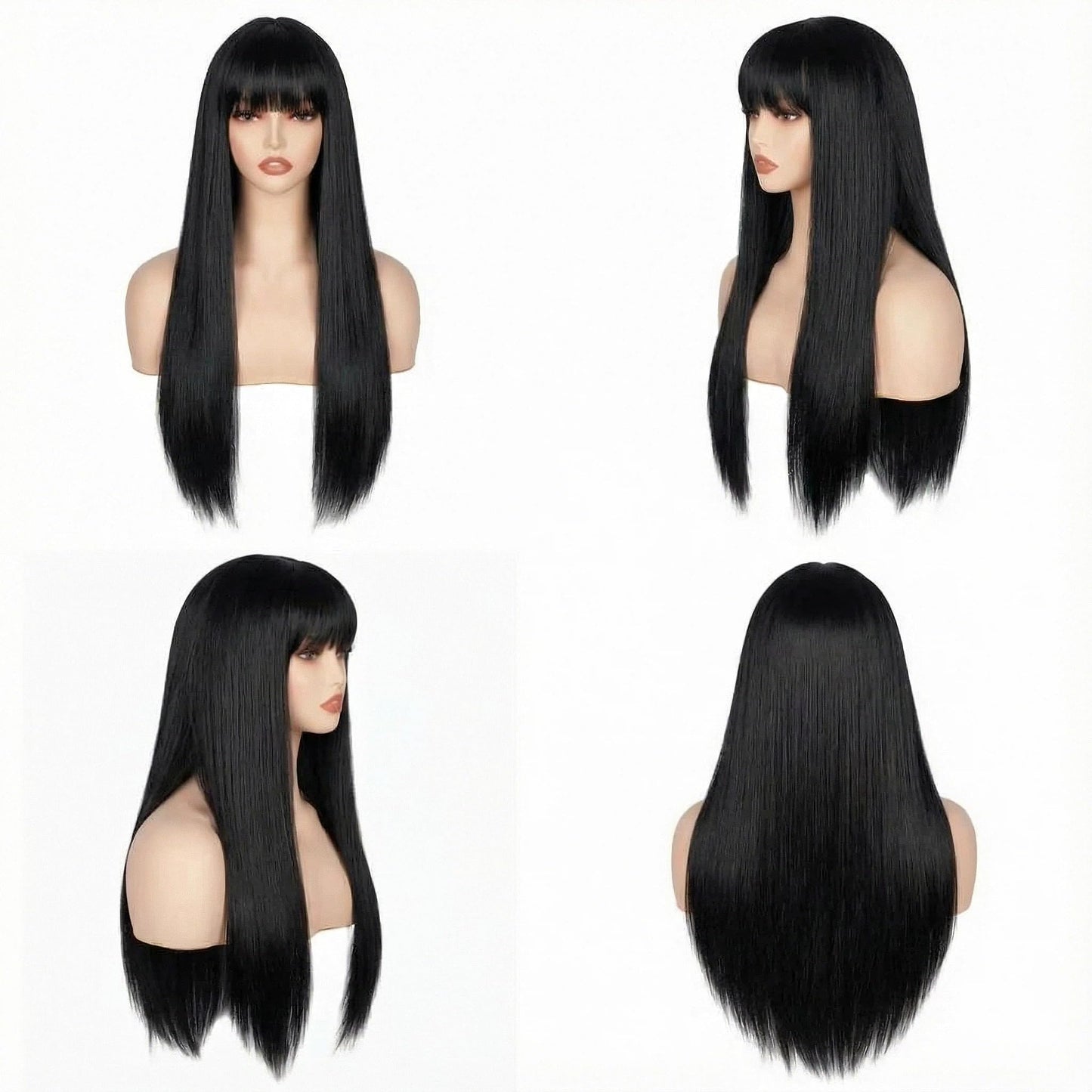 Long Straight Wig for Women,with Bangs Heat Resistant Synthetic Womens Hair Wigs for Cosplay Party Halloween
