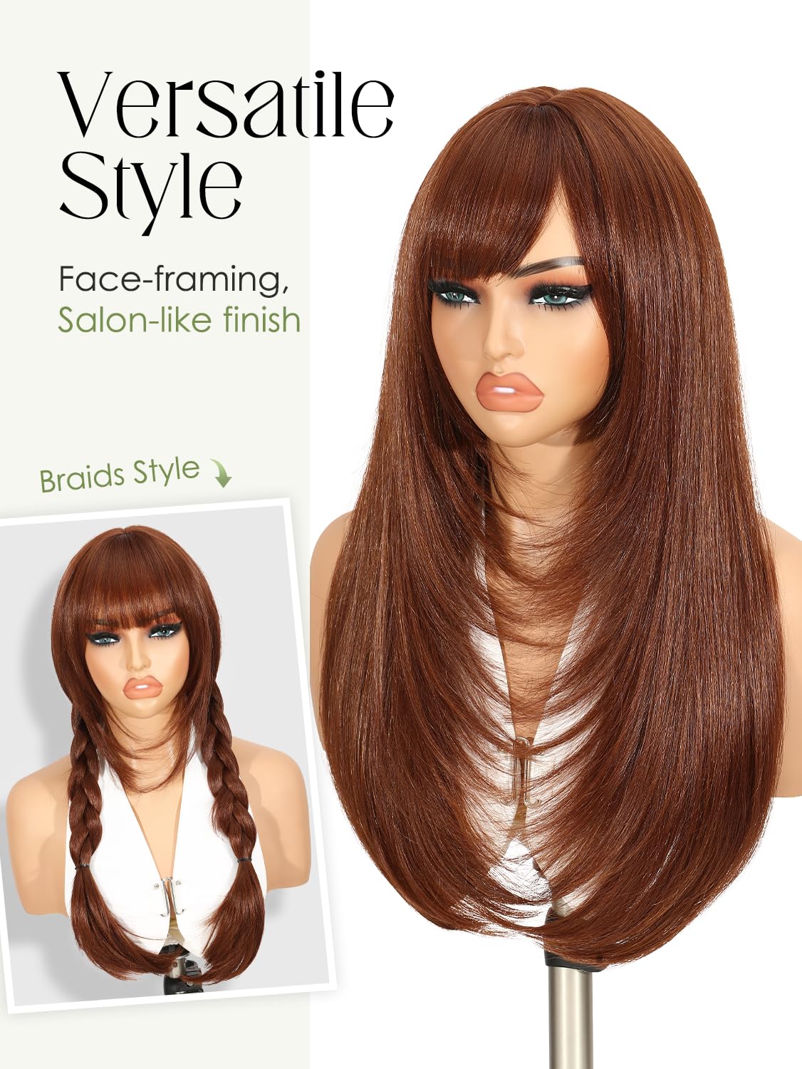 Love Long Straight Layered Wig with Bangs