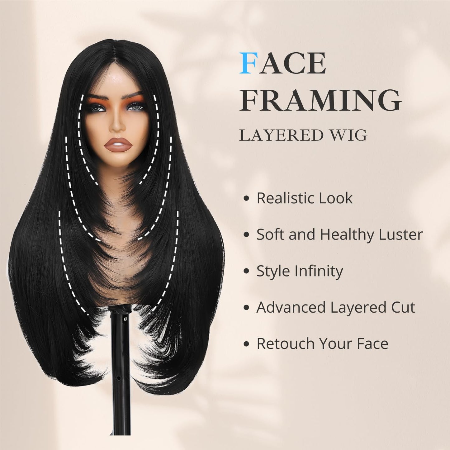 Synthetic Lace Front Wig for Women 4x1 Lace Front wigs Long Straight Layered Wigs for Black Women Wear and Go Glueless Wigs Pre Plucked Pre Cut for Beginners