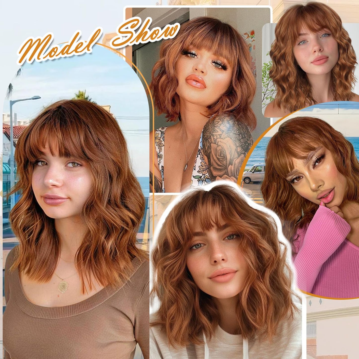 Short Bob Wigs with Bangs for Women for Daily Party Use