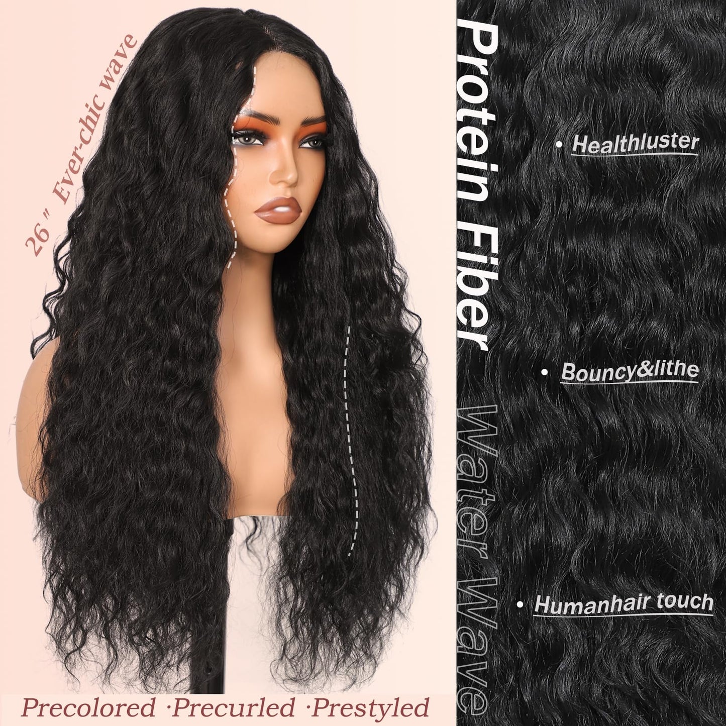 26 Inch Synthetic Curly Wigs for Women Long Curly Wig Deep Water Wave Glueless Wigs For Women