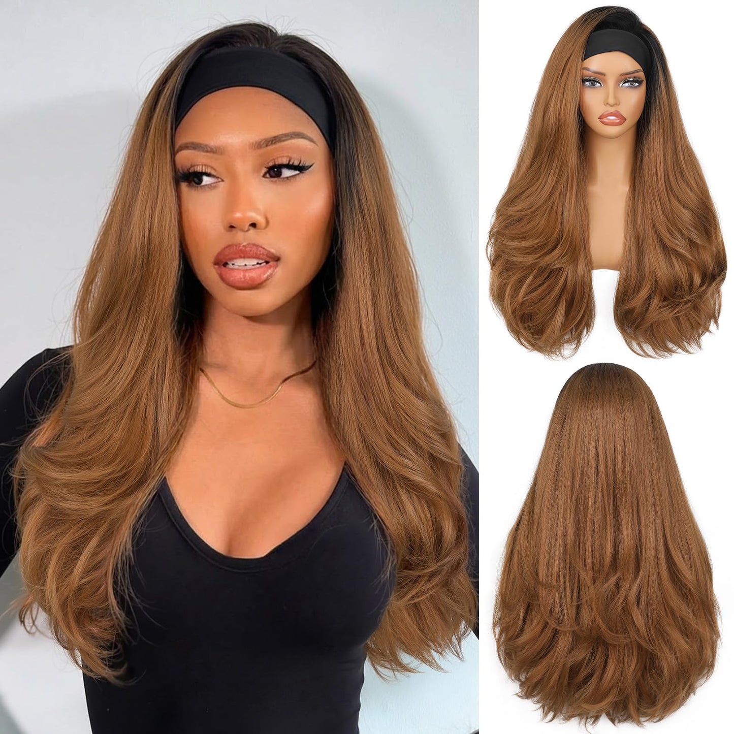 26 Inch Yaki Straight Headband Wig Kinky Straight Wear and Go Half Wig
