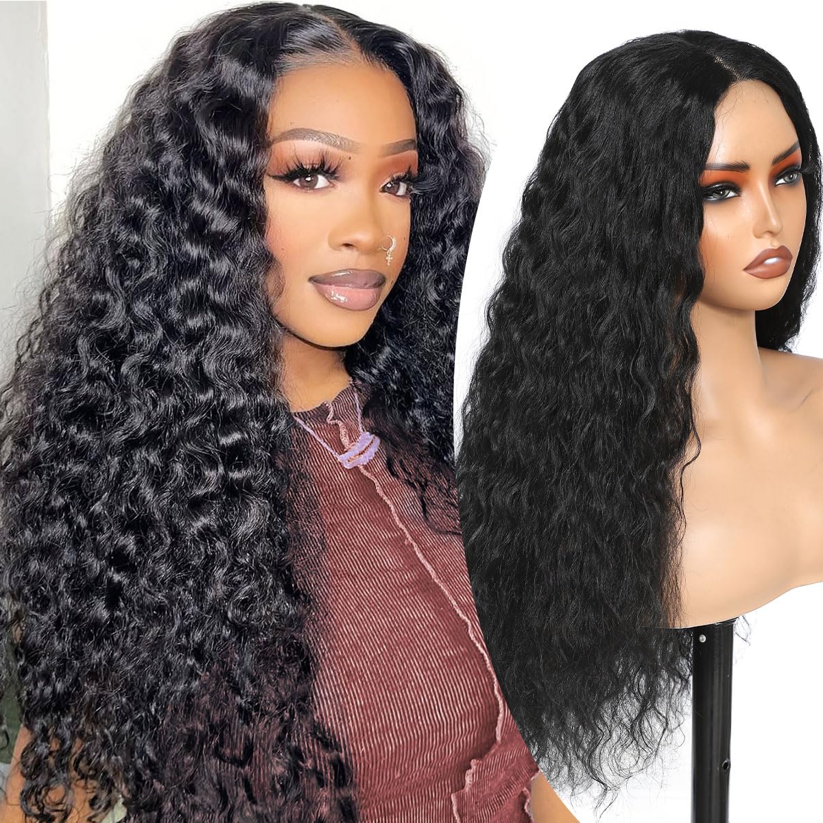 26 Inch Synthetic Curly Wigs for Women Long Curly Wig Deep Water Wave Glueless Wigs For Women