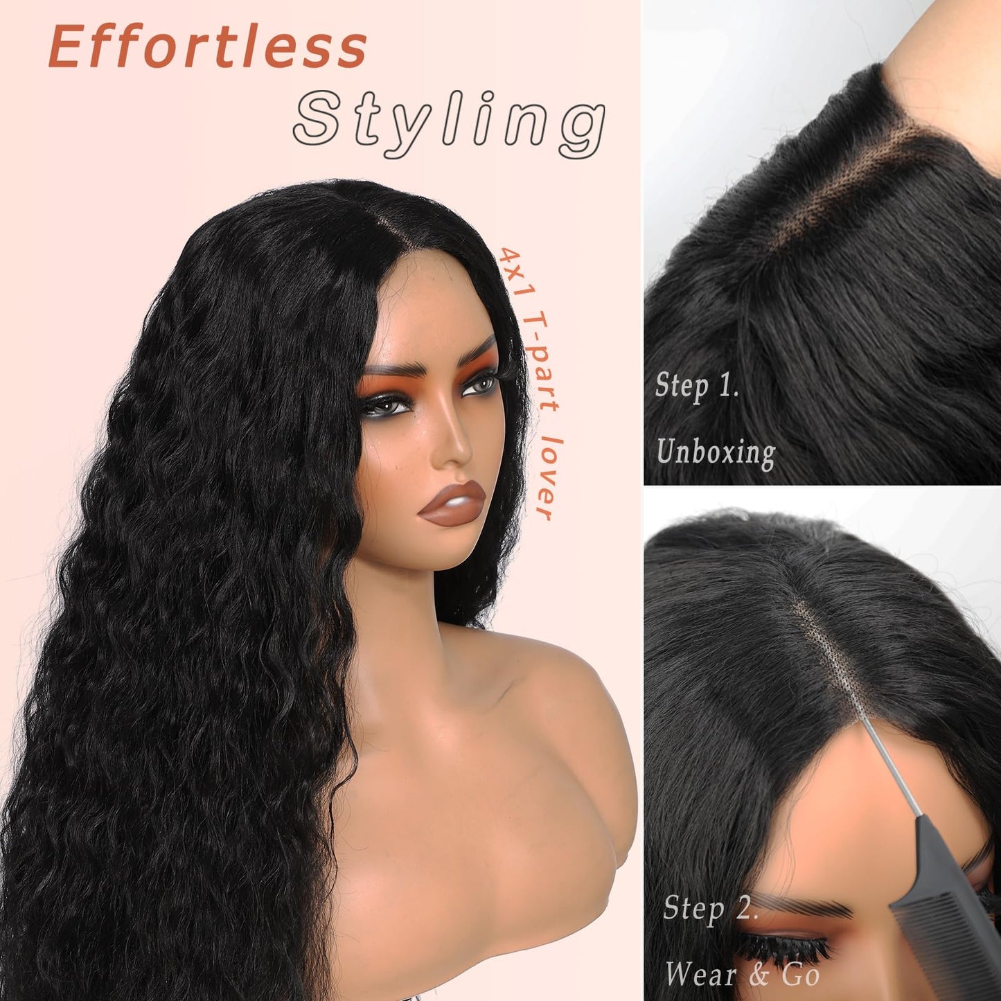 26 Inch Synthetic Curly Wigs for Women Long Curly Wig Deep Water Wave Glueless Wigs For Women