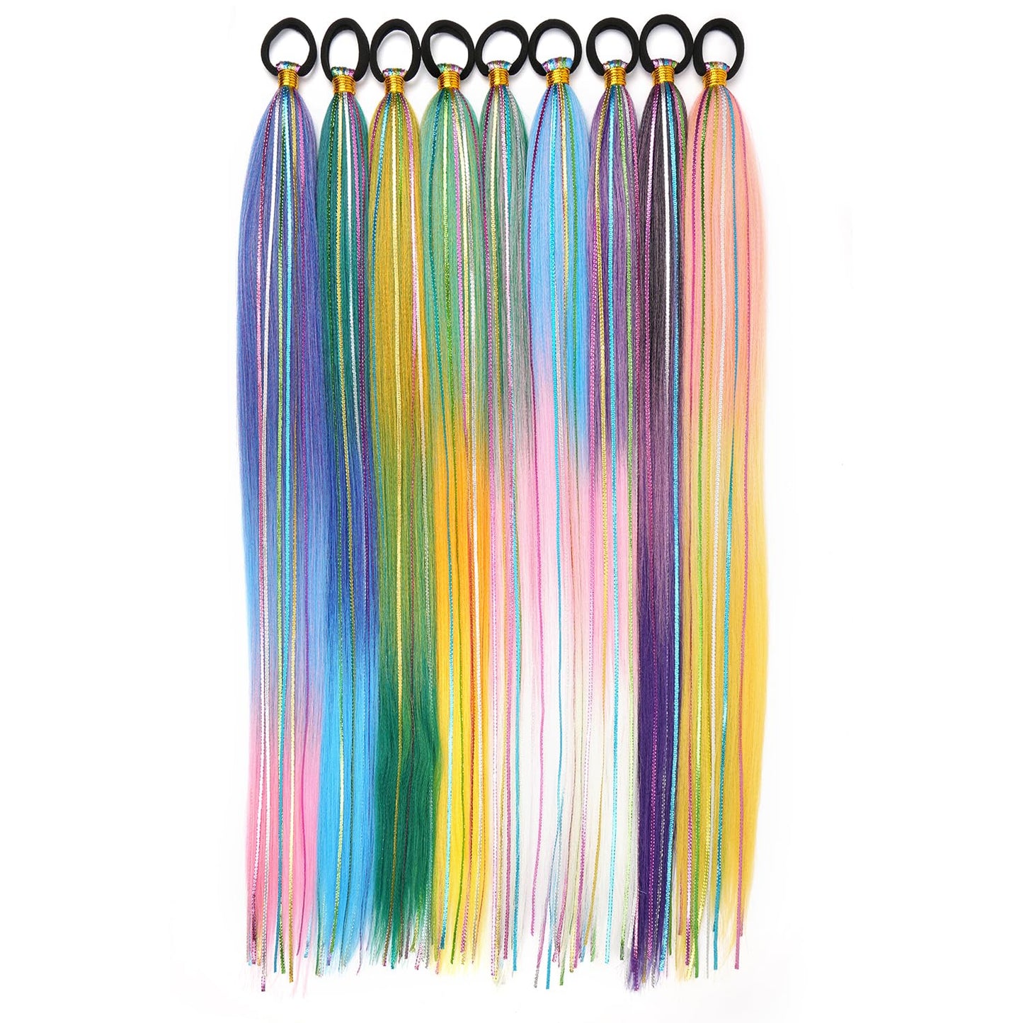 26 Inch Hair Tinsel Colored Hair Braided Ponytail Extension