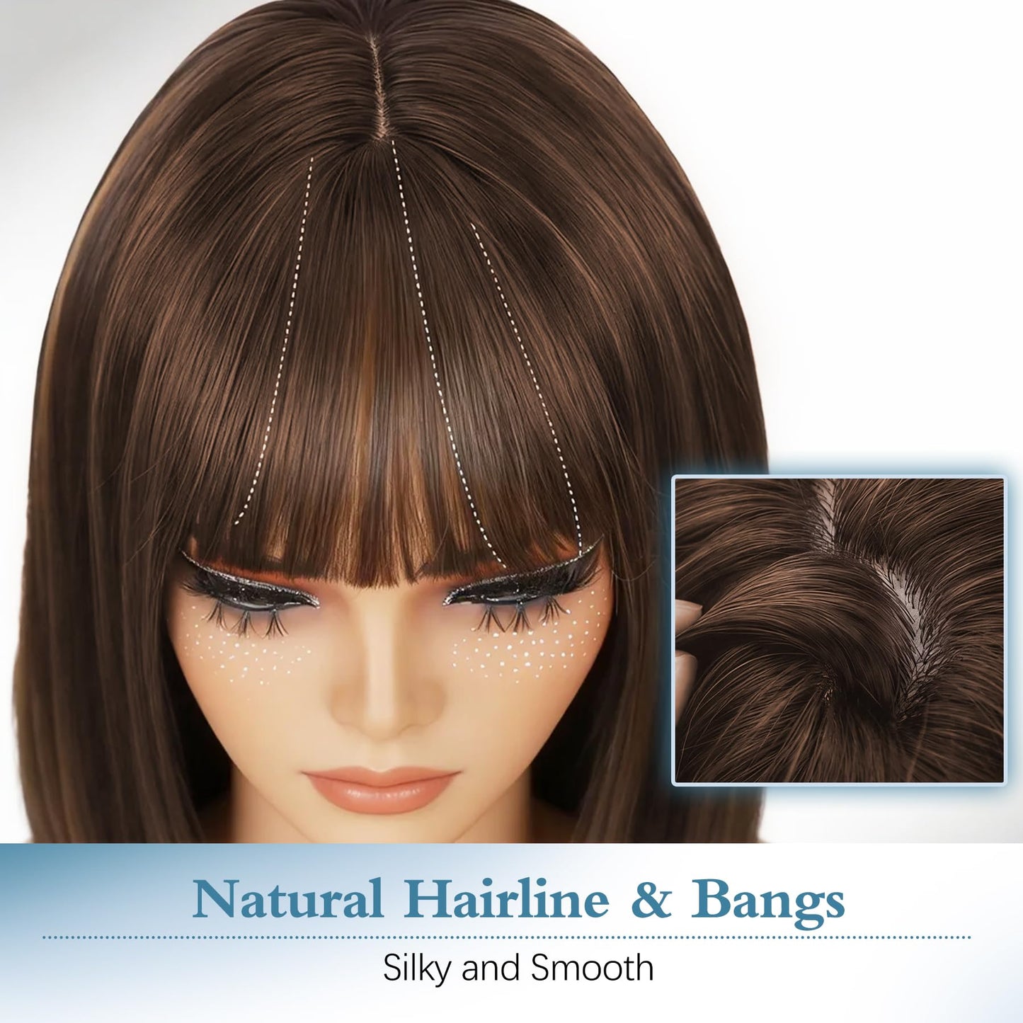 Bob Wig with Bangs-12'' Short Straight Bob Wigs for Women Super Soft and Easy to Wear, Colorful Synthetic Wig for Daily, Cosplay, Halloween