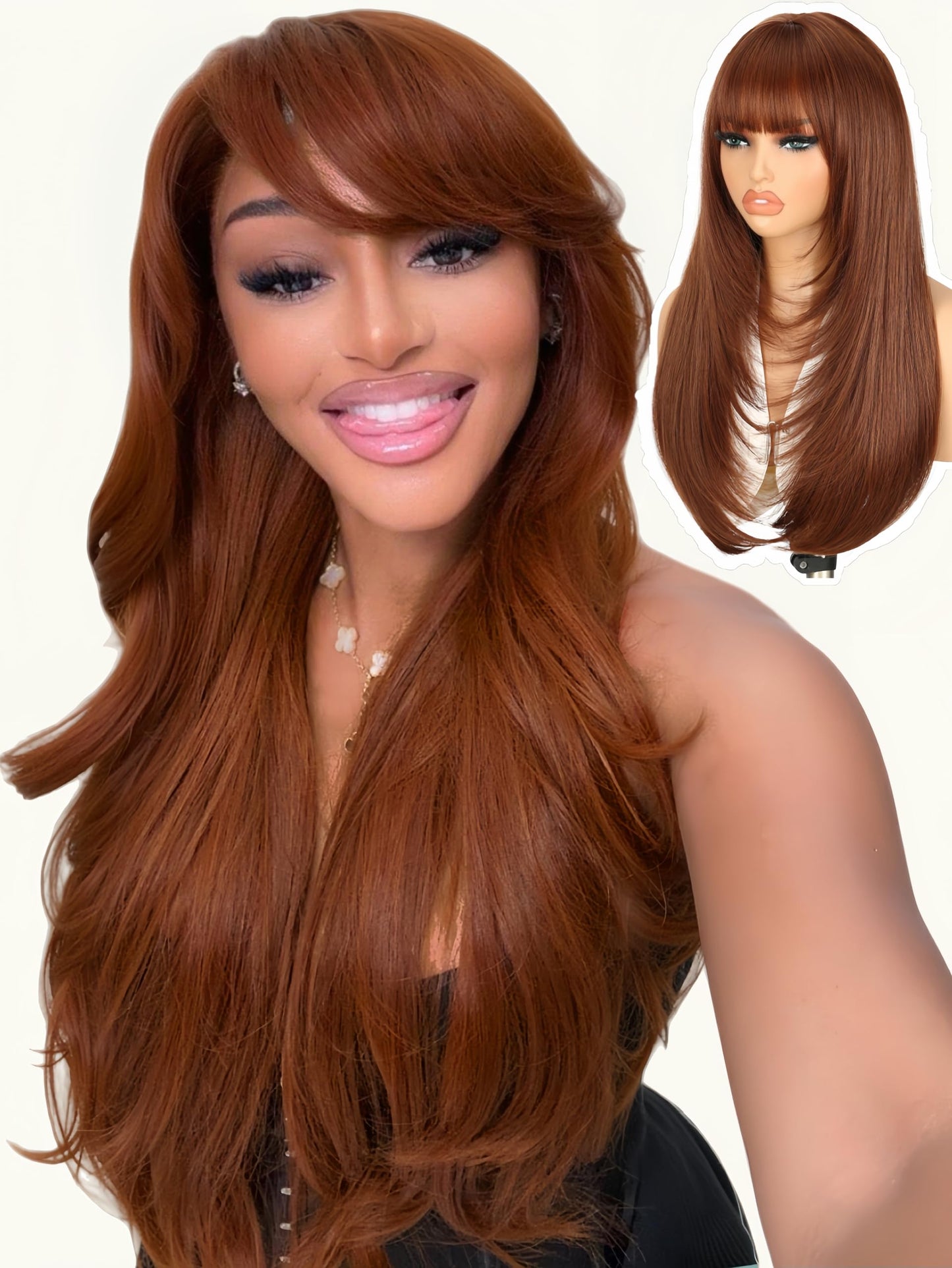 Love Long Straight Layered Wig with Bangs