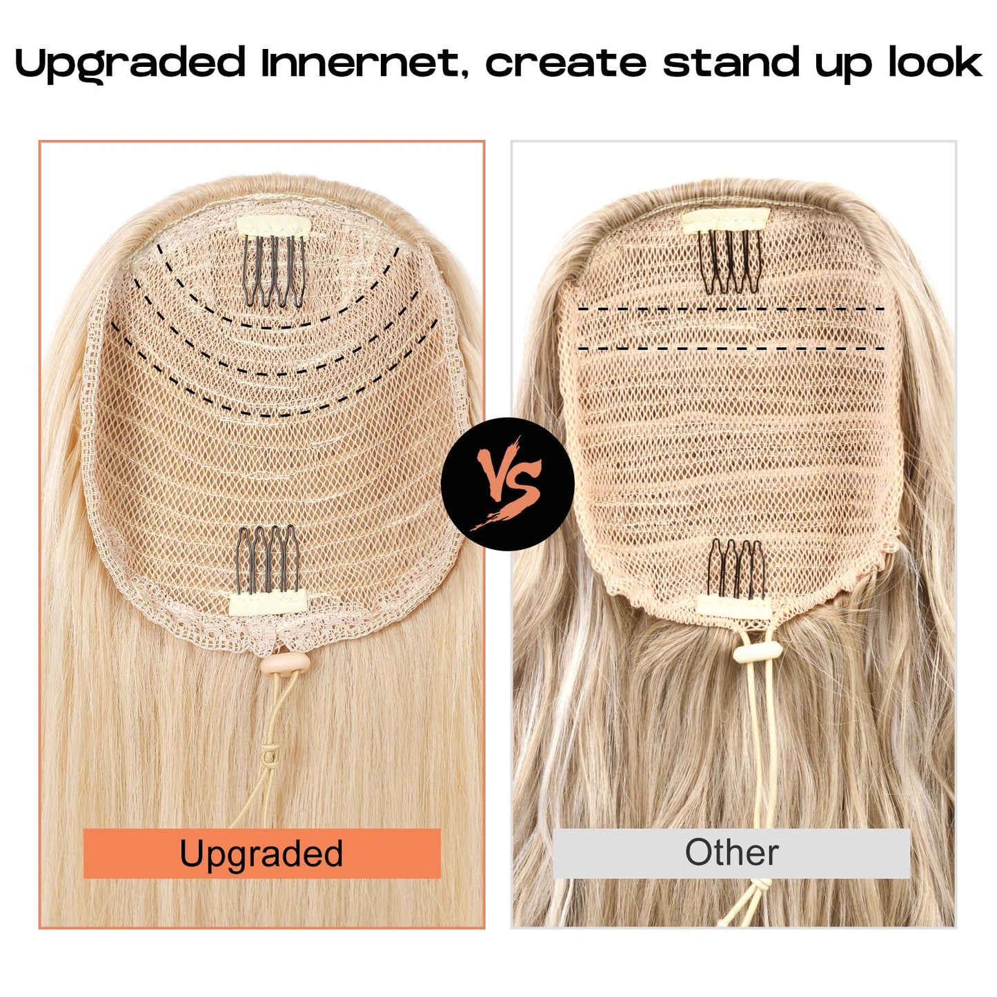 Drawstring Ponytail Extension, Long Wavy Multi Layered Clip in Ponytail Hair Extensions Stand Up High Fake Pony Tail Soft Natural Synthetic Hairpiece