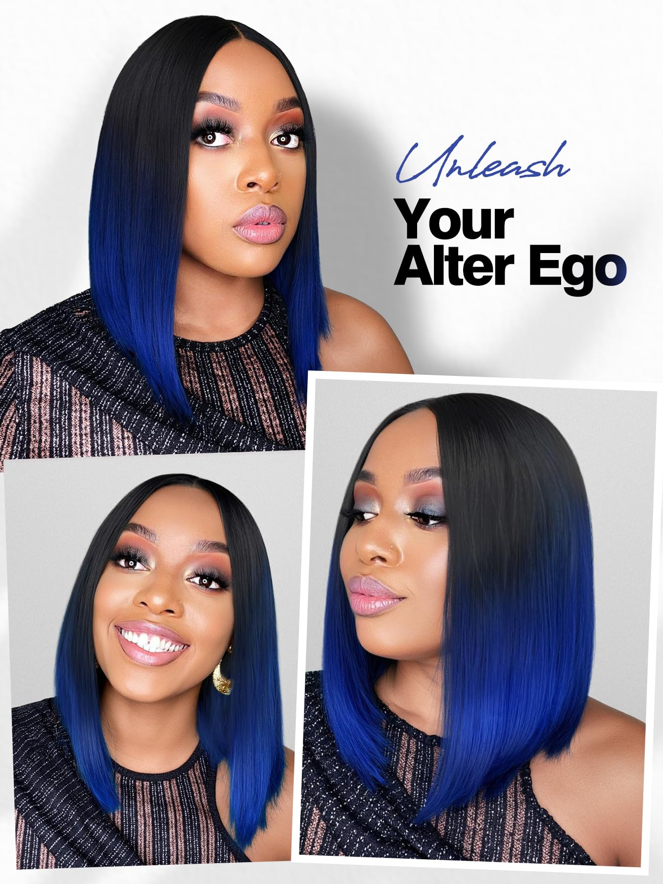 Wig Ombre Wigs Short Straight Bob Wig Middle Part Synthetic Daily Cosplay Party Full Wigs for Women