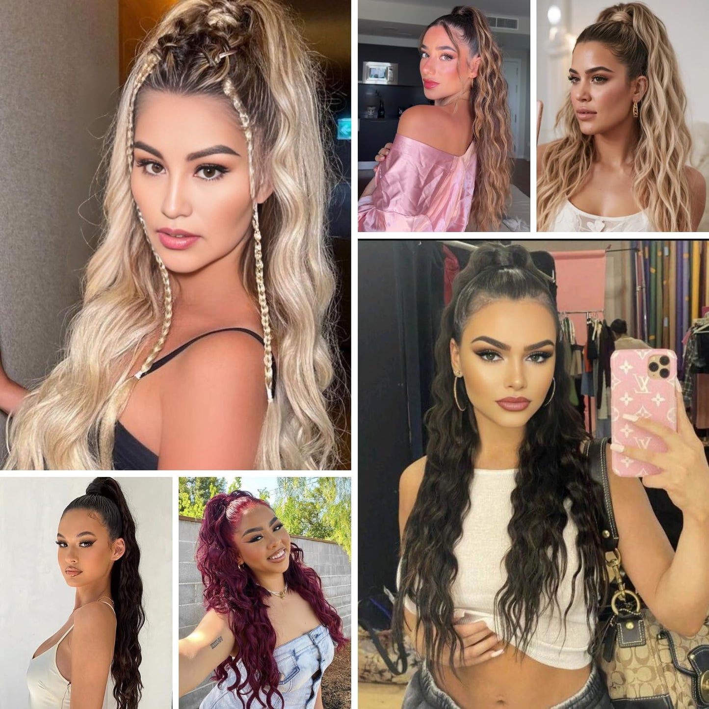 Long Wavy Ponytail Extension, 26" Claw Clip Ponytail Extension for Women Long Wavy Pony Tails Hair Extensions Synthetic Clip in Ponytail for Daily Use