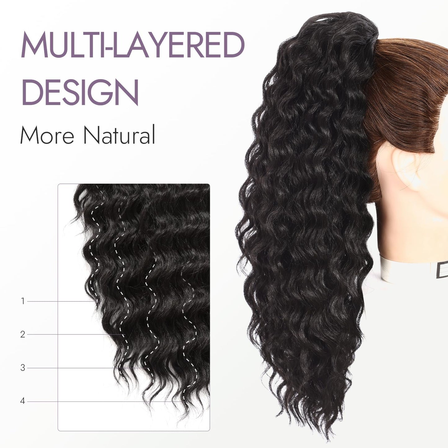 Ponytail Extension Fluffy Drawstring Ponytail Hair Extensions for Women Long Kinky Curly Wavy Pony Tail Yaki Synthetic Hairpieces 20 Inch