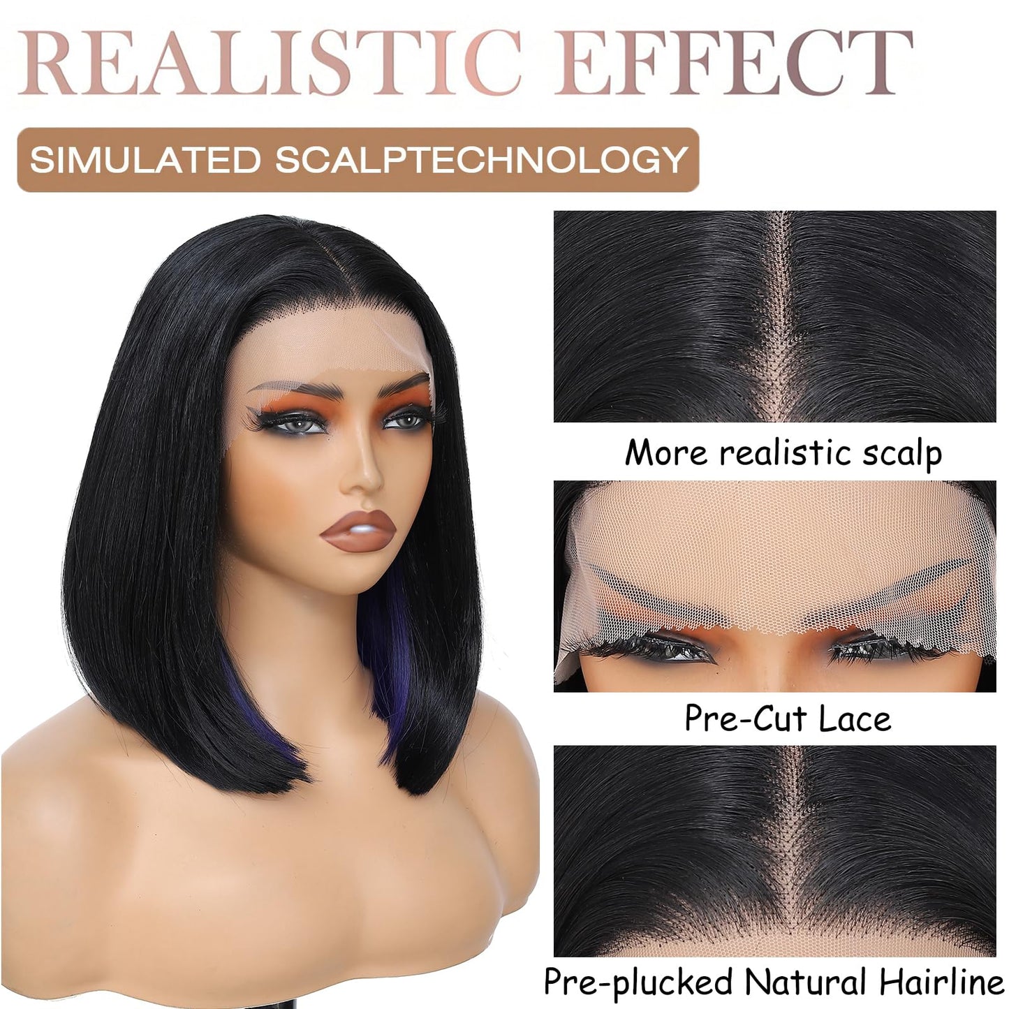 Synthetic bob wig short skin friendly synthetic wig for women