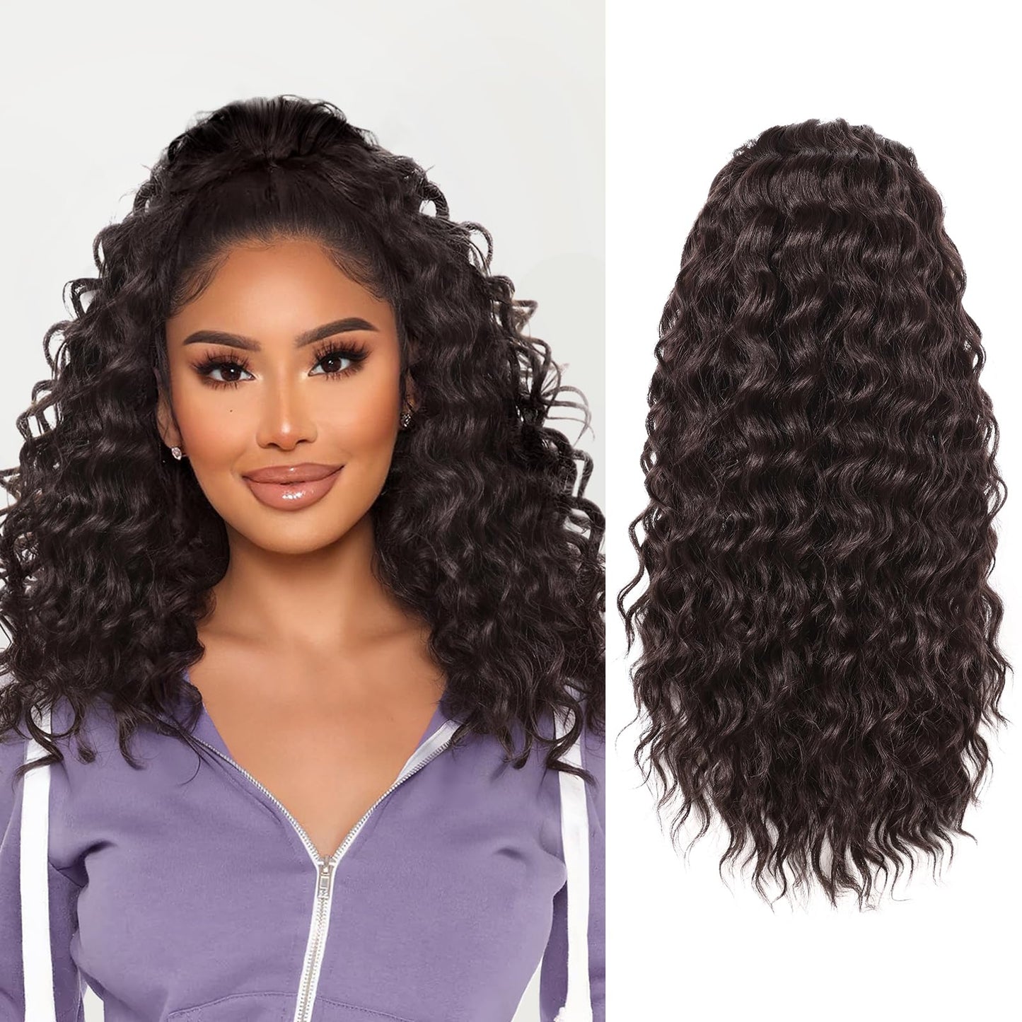 Ponytail Extension Fluffy Drawstring Ponytail Hair Extensions for Women Long Kinky Curly Wavy Pony Tail Yaki Synthetic Hairpieces 20 Inch