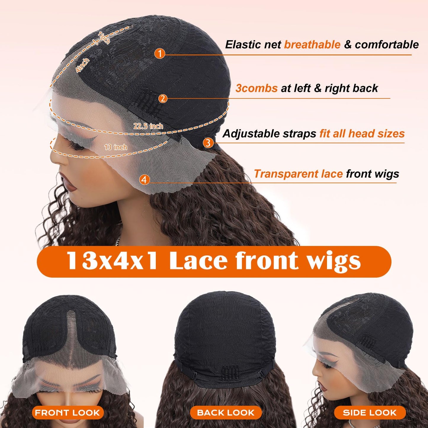 Deep Wave Synthetic Lace Front Wigs Long Curly Wigs for Women 34 inch Natural Looking Middle Wig for Daily Party Use
